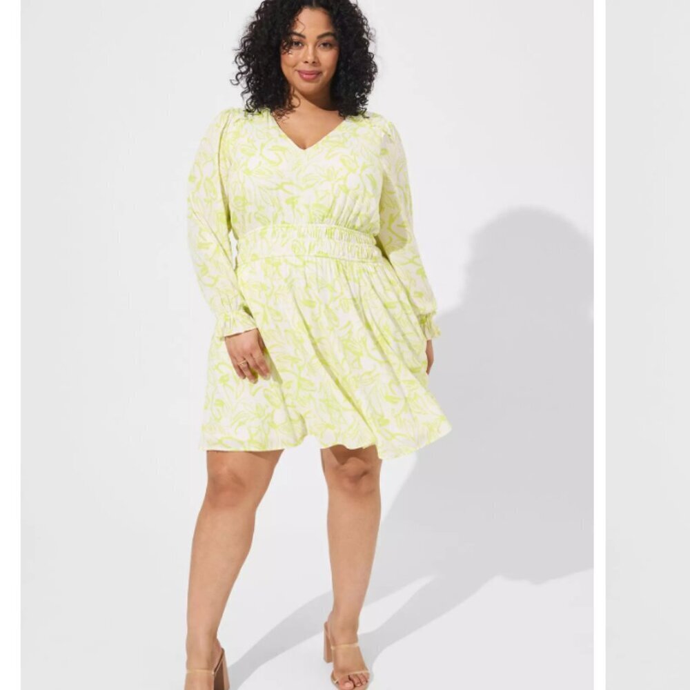 Torrid Mini Wash Gauze Wide Waist Skater Floral Dress Women's 1X